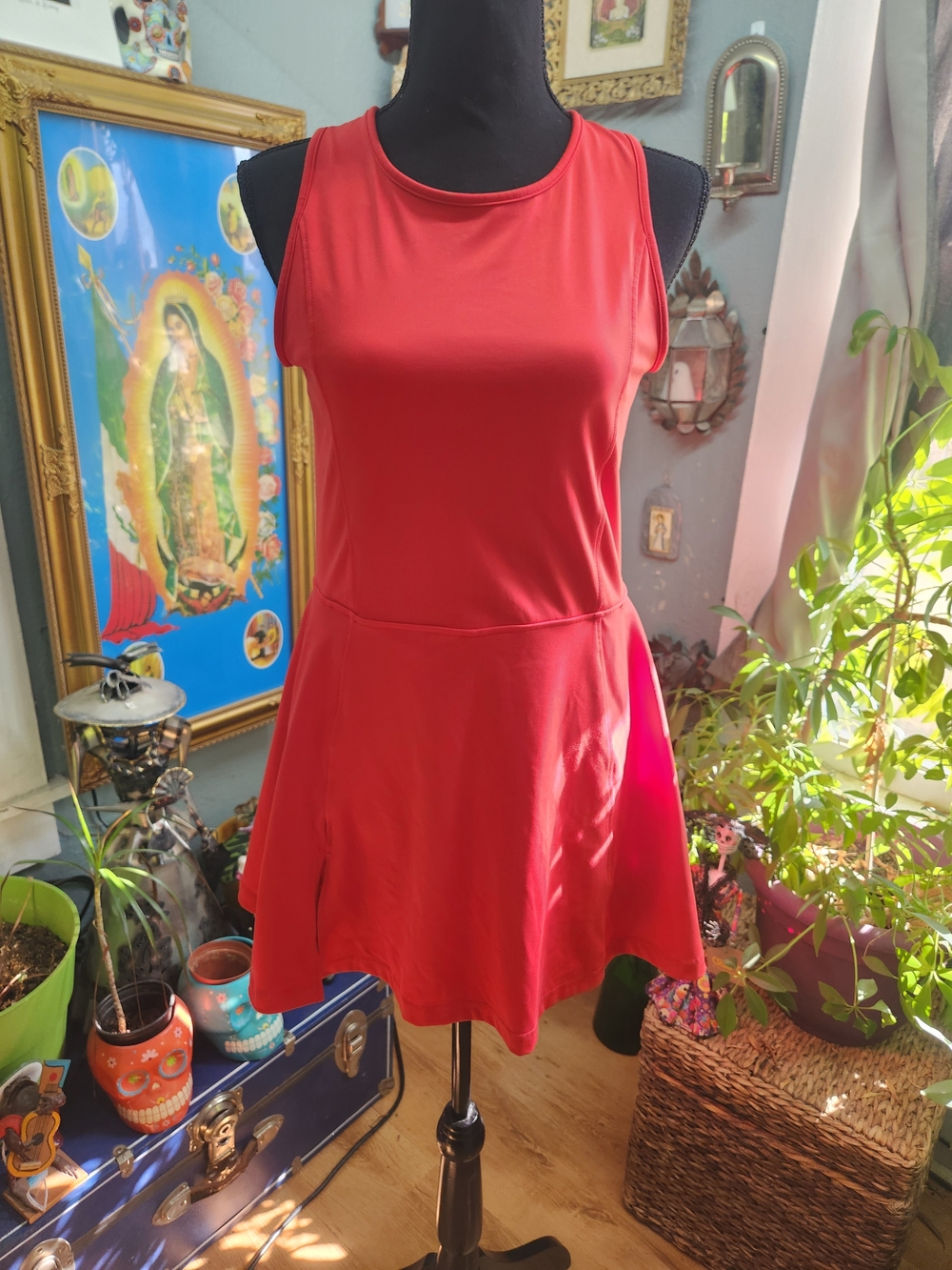 H&M Red Dry Move Sleeveless Jumpsuit Romper with Skirted Shorts